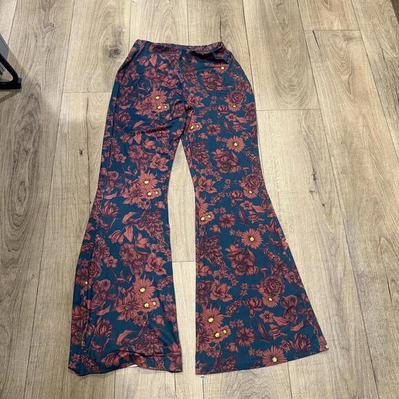 Zara Floral Patterned Wide Leg Casual Pants Medium - Picture 1 of 2